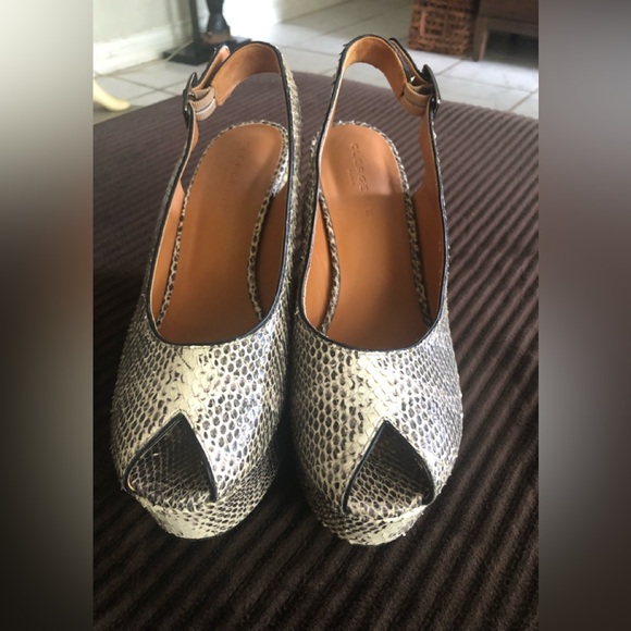 Robert Clergerie Snakeskin Peep Toe Slingback Shoes Size 39 - Picture 1 of 14